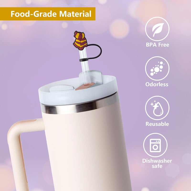YuJoyC 6Pcs Silicone Magic Straw Covers Cap for Stanley Cup 30&40 Oz, Reusable Straw Toppers for Stanley Cup Accessories Tumbler with Handle for Water Bottle - Image 3